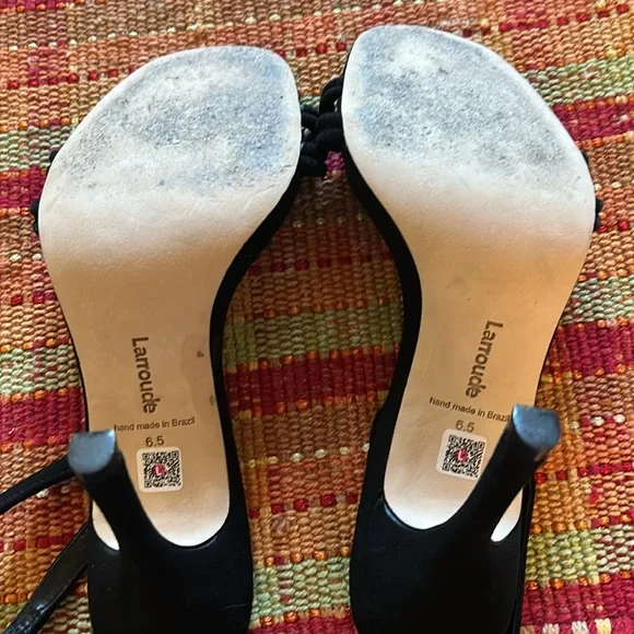 Larroude Annie Sandal in Black Suede - Picture 6 of 9